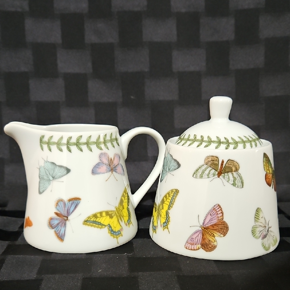 Butterfly Portmeirion Creamer and Sugar, 3 Piece Set